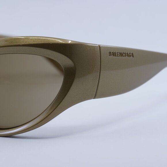 Balenciaga BB0228S 004 Sunglasses Gold Geometric Frame, Brown Mirror Lenses main image 4